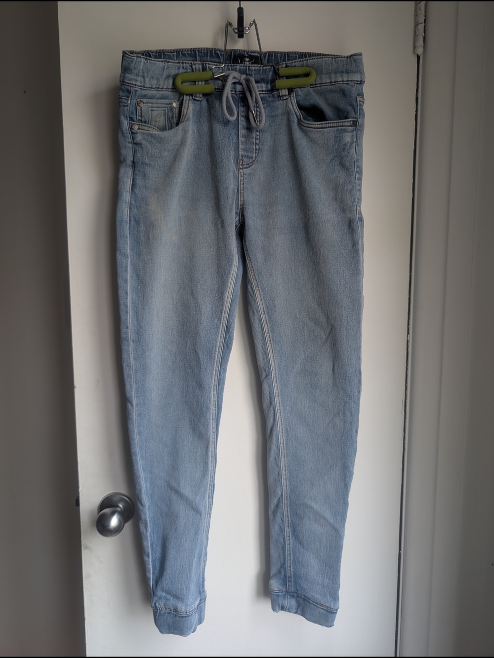 Light Wash Drawstring Jeans - Blue